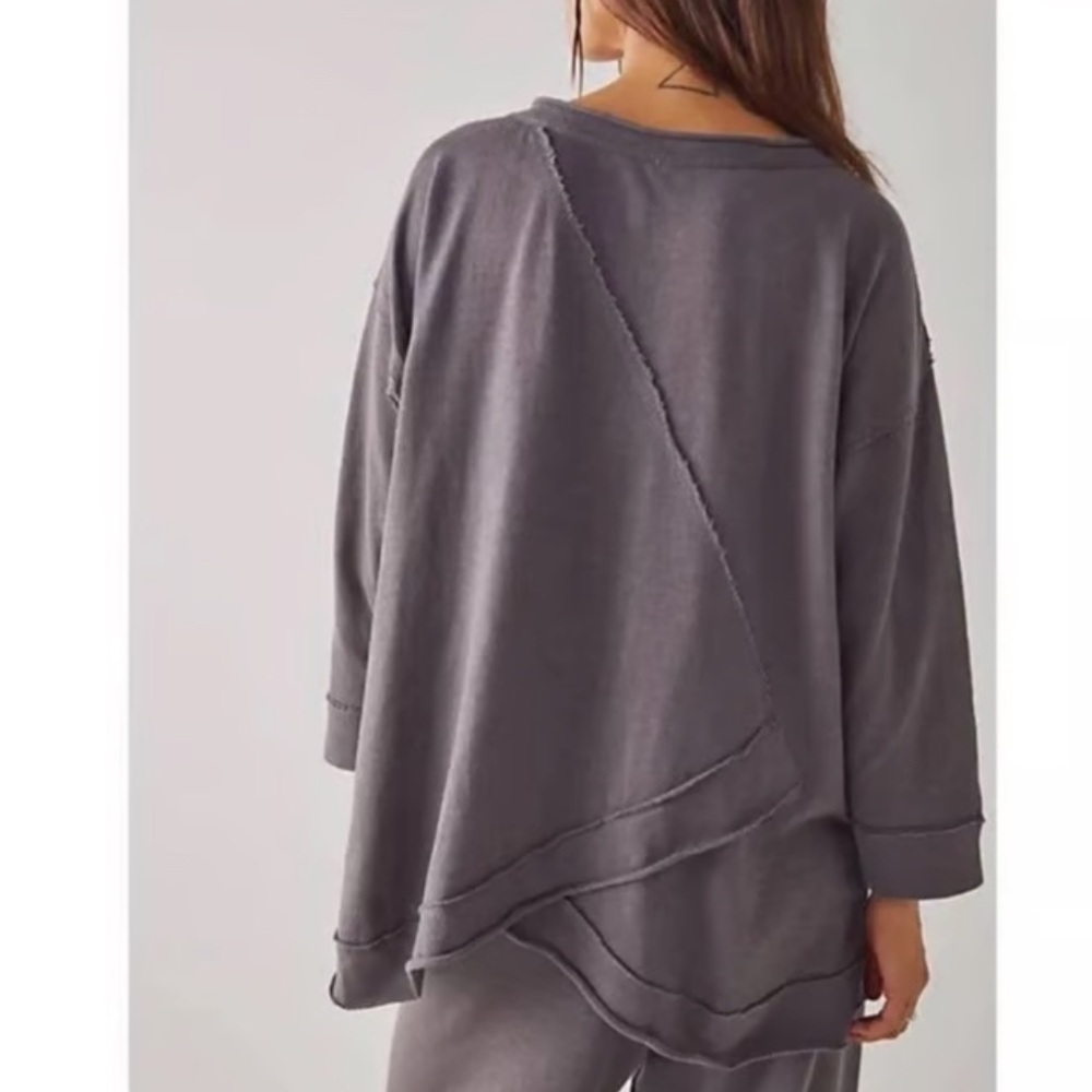 Free People Intimately Oversized Exposed Hem Henley Lounge Long Sleeve Small - Picture 2 of 9